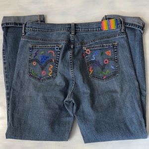 Hand painted Levi’s 505 boyfriend jeans size 12M